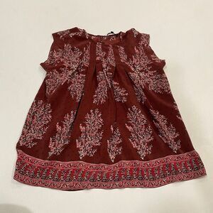Madewell Boho Floral Sleeveless Blouse Red Brown XS